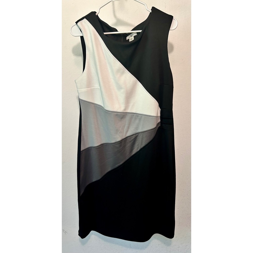 Cato Women Black White Grey Colorblock Sleeveless Sheath Dress Size 16 NEW